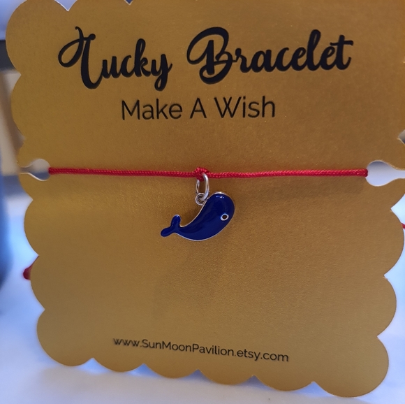 Sterling Silver Whale Charm Chinese Red String Bracelet轉運紅繩手鍊 - Picture 3 of 4